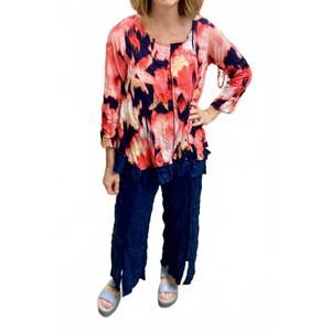 NEW VINE STREET crinkle straight leg pant in navy